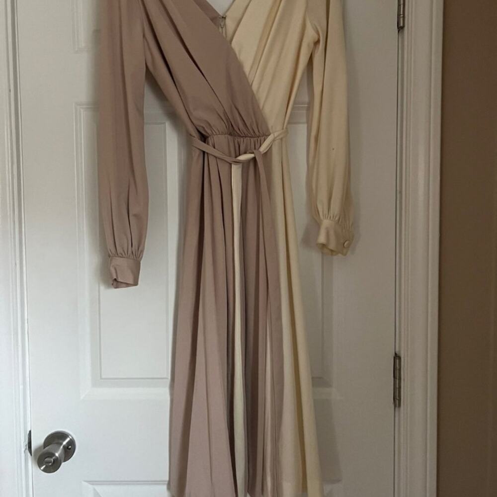 Gorgeous faux wrap vintage two tone dress